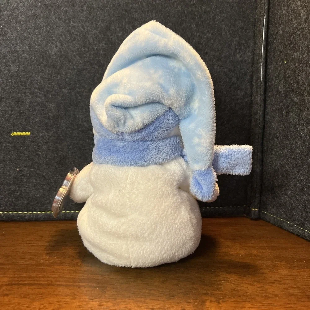 Ty Pluffies WINDCHILL Snowman Blue White Orange Carrot Nose Plush‎ Bean Bag 8